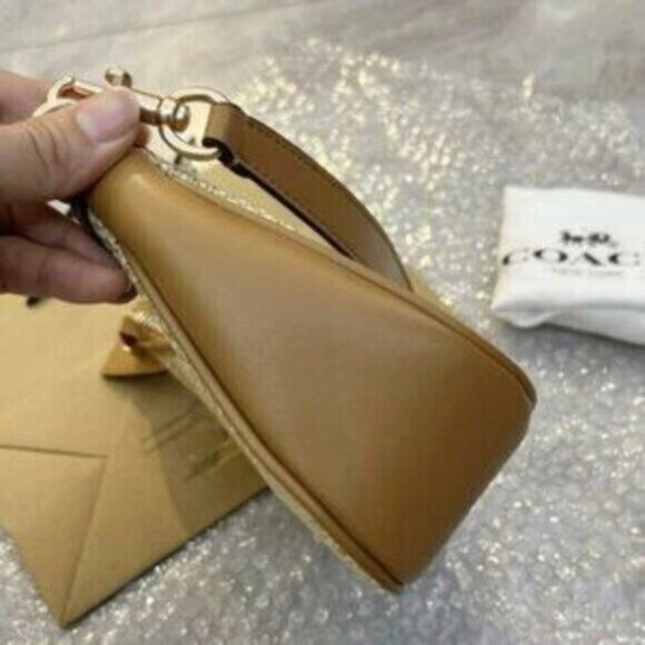 Coach Woven Tan and Brown Shoulder Bag - Picture 4 of 5